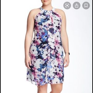 SL Fashions floral draped shift dress